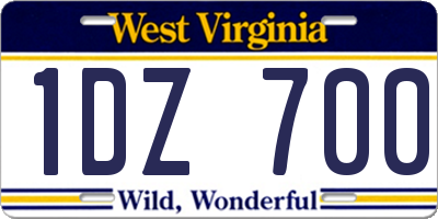 WV license plate 1DZ700