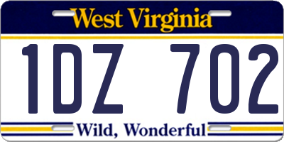WV license plate 1DZ702