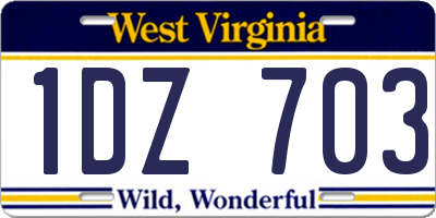 WV license plate 1DZ703