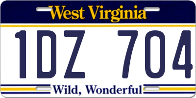 WV license plate 1DZ704