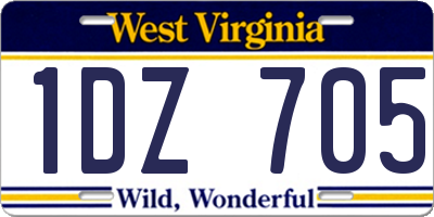 WV license plate 1DZ705