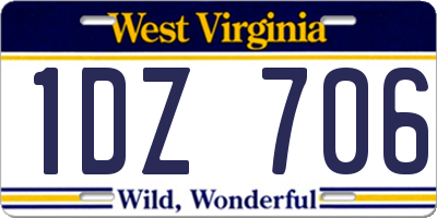 WV license plate 1DZ706