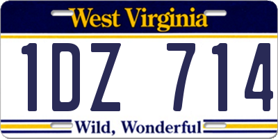 WV license plate 1DZ714