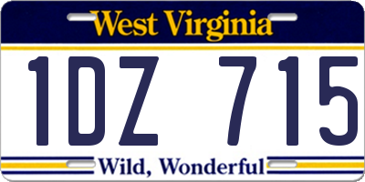WV license plate 1DZ715