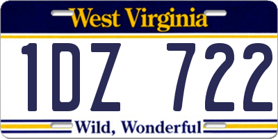 WV license plate 1DZ722