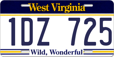 WV license plate 1DZ725