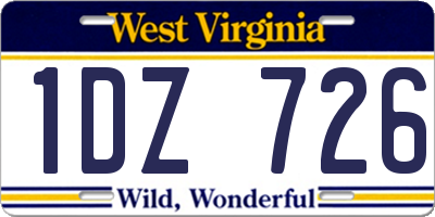 WV license plate 1DZ726