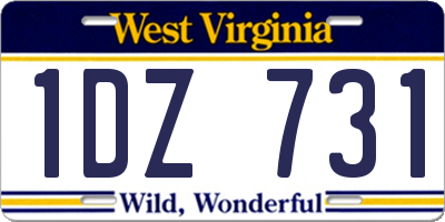WV license plate 1DZ731