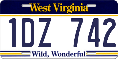 WV license plate 1DZ742