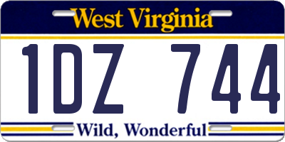 WV license plate 1DZ744