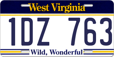 WV license plate 1DZ763