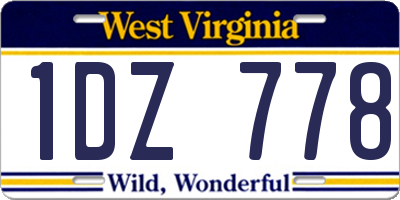 WV license plate 1DZ778