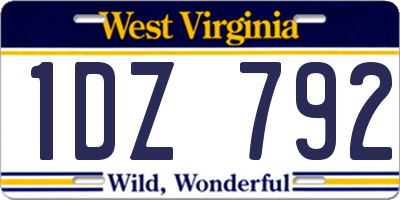 WV license plate 1DZ792
