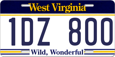 WV license plate 1DZ800