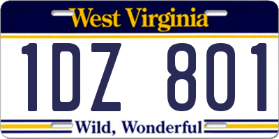 WV license plate 1DZ801