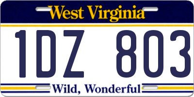 WV license plate 1DZ803