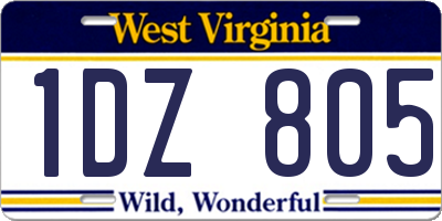 WV license plate 1DZ805