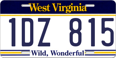 WV license plate 1DZ815