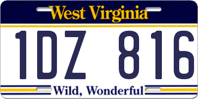 WV license plate 1DZ816