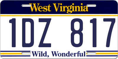 WV license plate 1DZ817