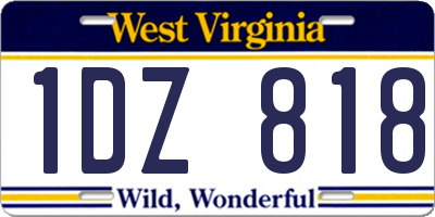 WV license plate 1DZ818