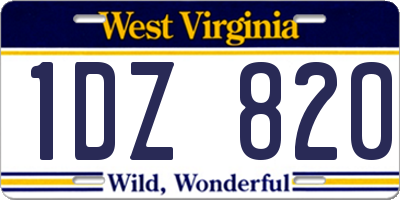 WV license plate 1DZ820
