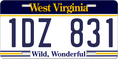 WV license plate 1DZ831