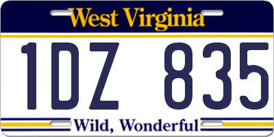 WV license plate 1DZ835