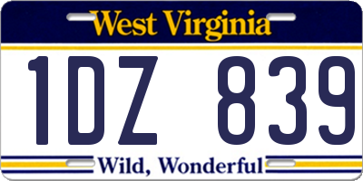 WV license plate 1DZ839