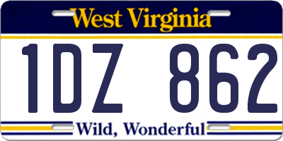 WV license plate 1DZ862
