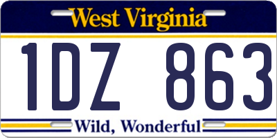 WV license plate 1DZ863