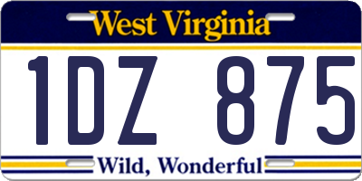 WV license plate 1DZ875