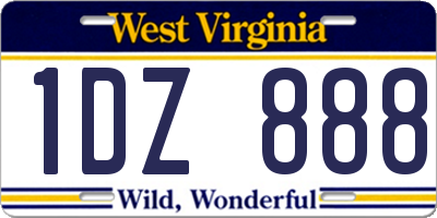 WV license plate 1DZ888