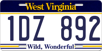 WV license plate 1DZ892