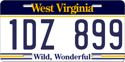 WV license plate 1DZ899