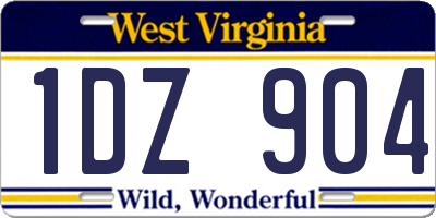 WV license plate 1DZ904