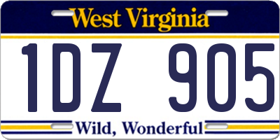 WV license plate 1DZ905