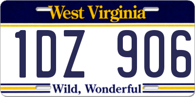 WV license plate 1DZ906