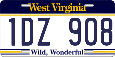 WV license plate 1DZ908