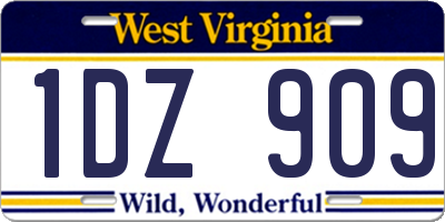 WV license plate 1DZ909