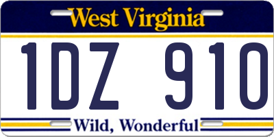 WV license plate 1DZ910