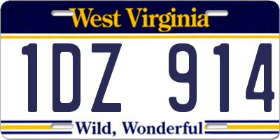 WV license plate 1DZ914