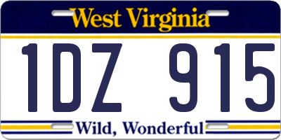 WV license plate 1DZ915