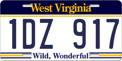 WV license plate 1DZ917