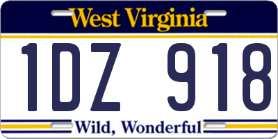 WV license plate 1DZ918