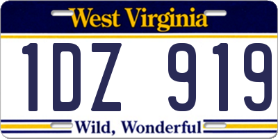 WV license plate 1DZ919