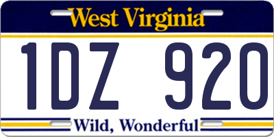 WV license plate 1DZ920