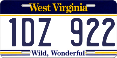 WV license plate 1DZ922