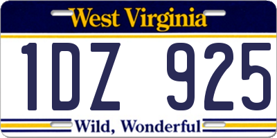 WV license plate 1DZ925