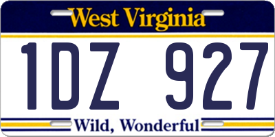WV license plate 1DZ927